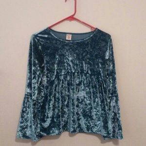 Plain Blue Velvet Arizona JeanCo Long Sleeve Shirt